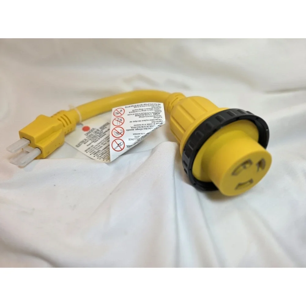 125v 30 Amp Female to 15 Amp Male Marine Shore Power Cord Pigtail Boat Adapter